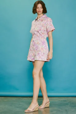 Retro Floral Collared Romper