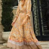 Retro Floral Motif Maxi Dress