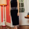 Rhinestone Fringe High Waisted Skirt
