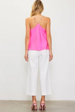 Rhinestone Straps Cowl Halter Cami