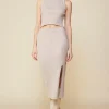 Ribbed Knit Side Slit Skirt