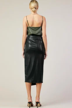 Ring Tie Wrap Midi Skirt
