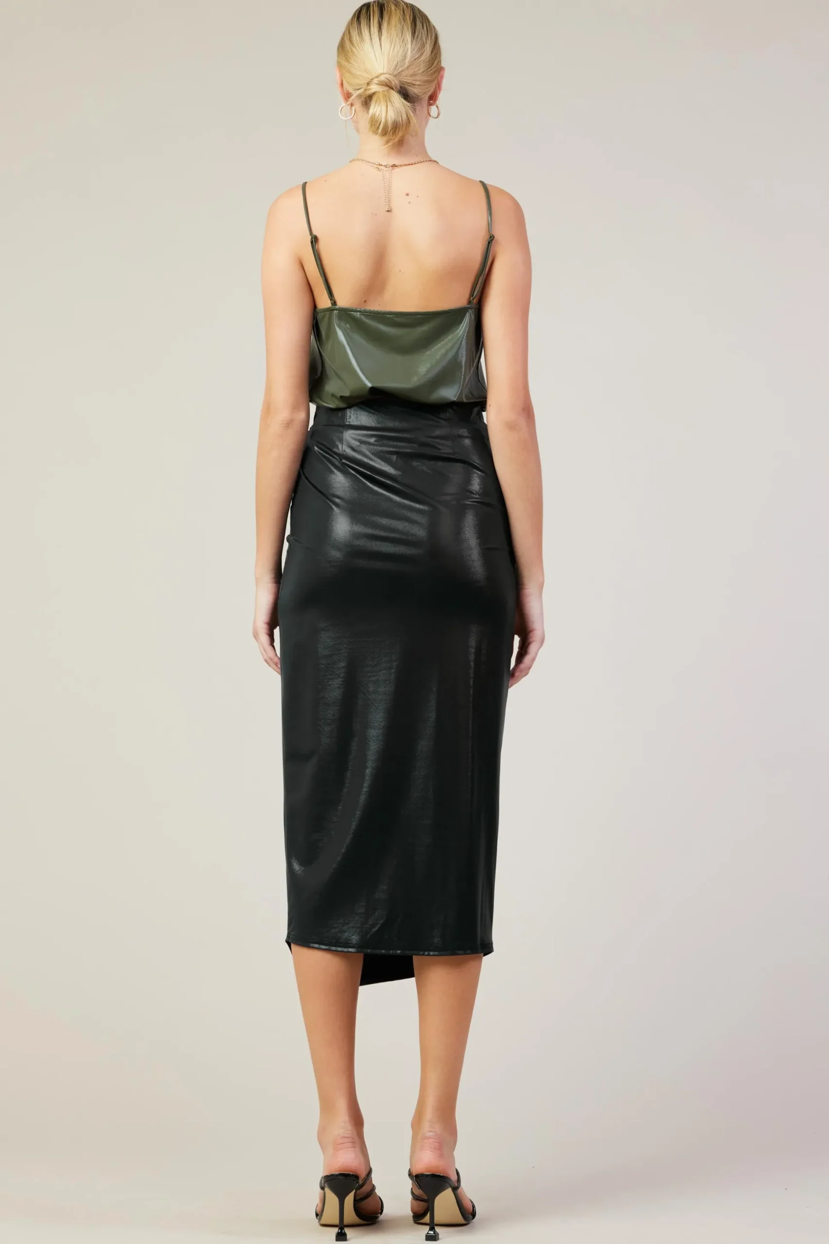 Ring Tie Wrap Midi Skirt