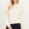 Ruched Sleeves Crewneck Sweatshirt