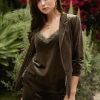 Ruched Velvet Blazer