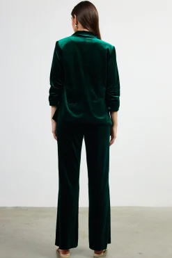 Ruched Velvet Blazer