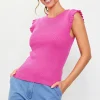 Ruffle Sleeve Knit Top