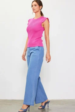 Ruffle Sleeve Knit Top