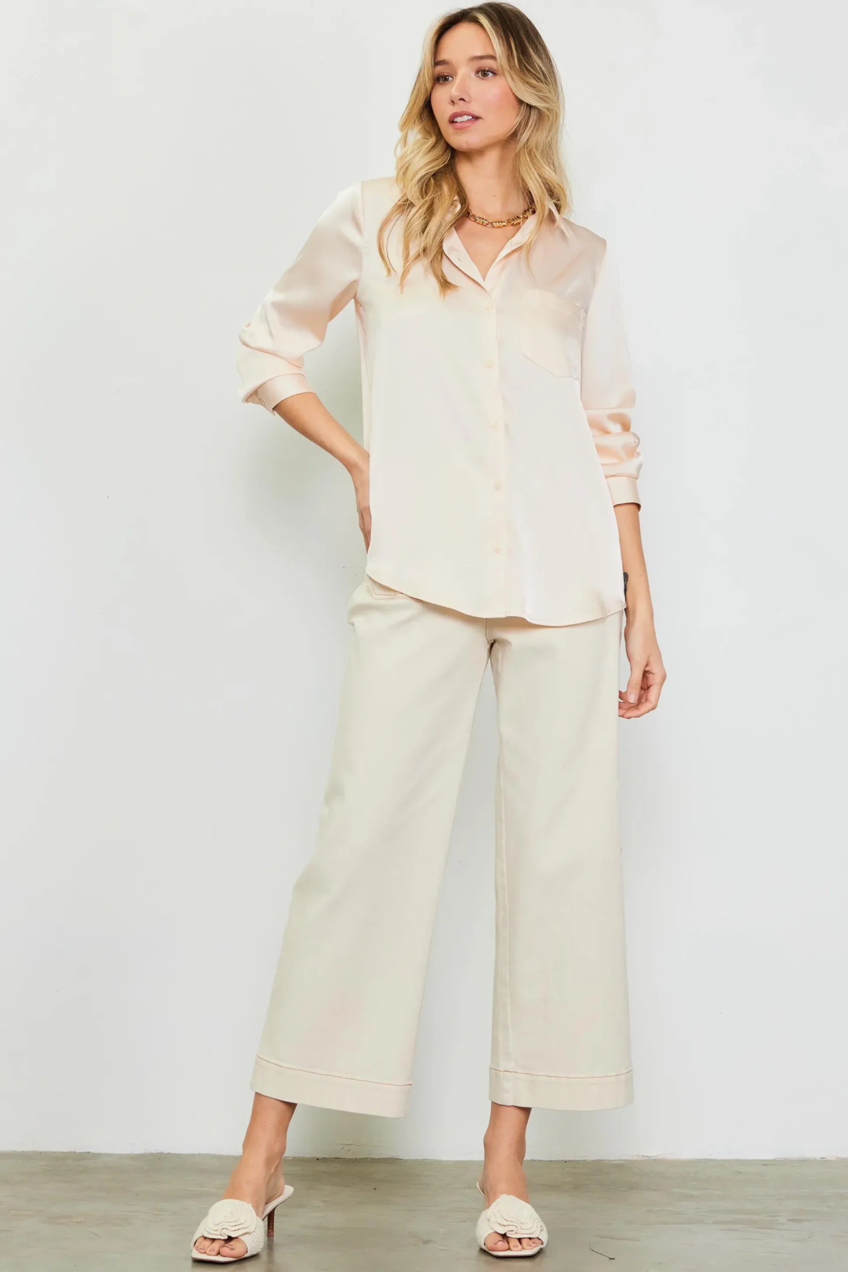Satin Button Down Top