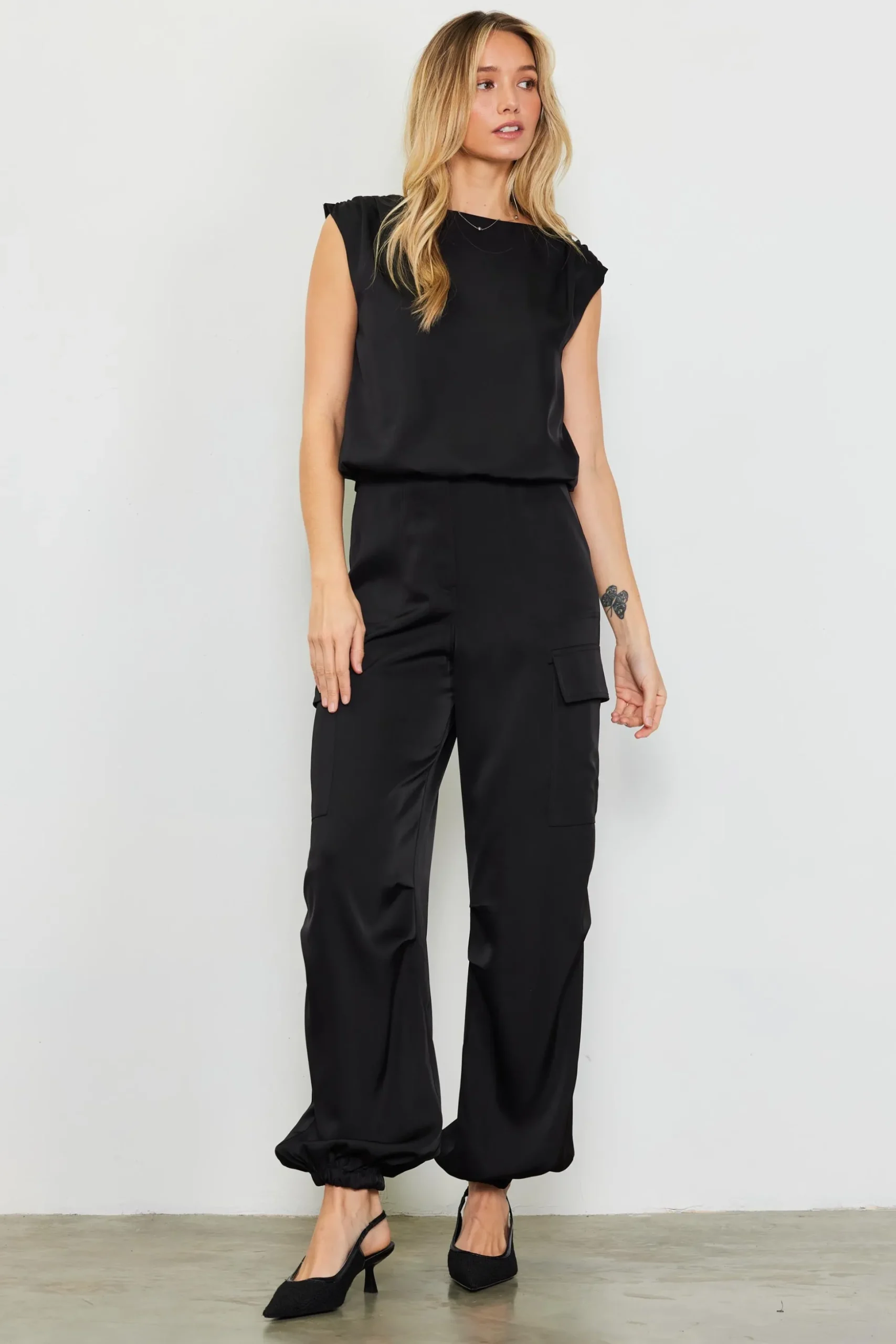 Satin Cargo Pants