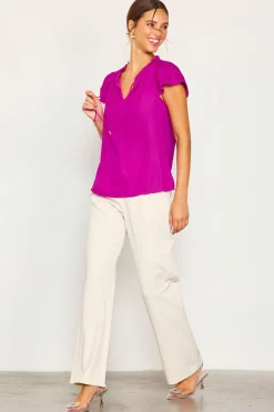 Satin Ruffled Detail Top