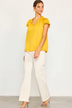 Satin Ruffled Detail Top