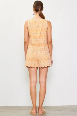Scallop Trim Embroidered Top