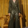 Sequin Wrap Jumpsuit