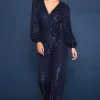 Sequin Wrap Jumpsuit