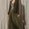 Shimmery Pleated Midi Skirt