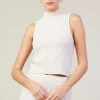 Sleeveless Mock Neck Cable Knit Sweater