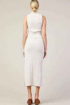 Sleeveless Mock Neck Cable Knit Sweater