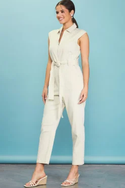 Sleeveless Washed Denim Jumpsuit