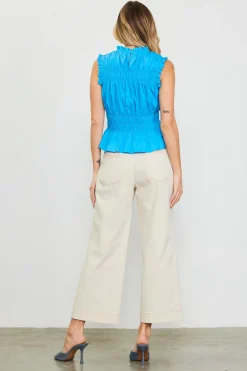 Smocking Poplin Sleeveless Top