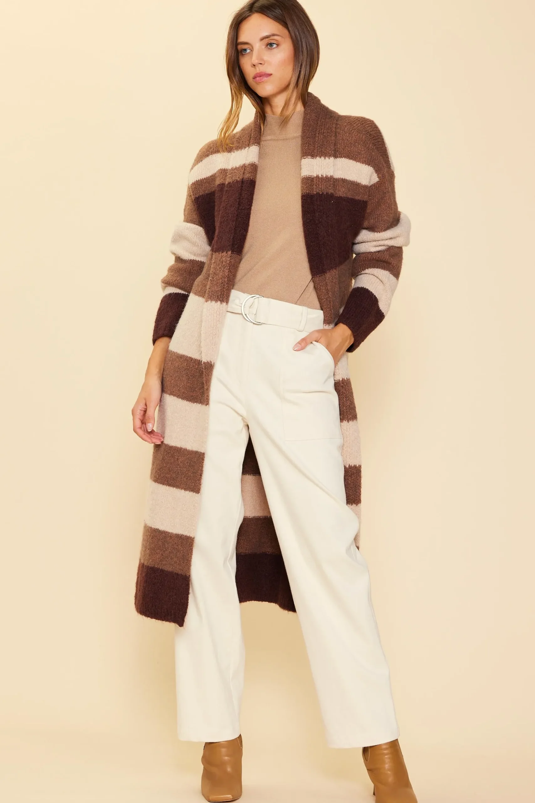 Striped Cardigan With Tie
