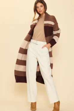Striped Cardigan With Tie