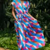 Surplice Bodice Geometric Print Maxi Dress