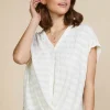Textured Striped Buttoned Top