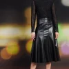 Vegan Leather Midi Skirt