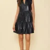 Vegan Leather Tiered Dress