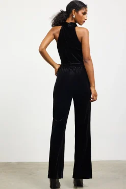 Velvet Halter Neck Jumpsuit