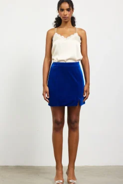 Velvet Side Slit Mini Skirt