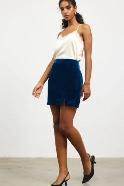 Velvet Side Slit Mini Skirt