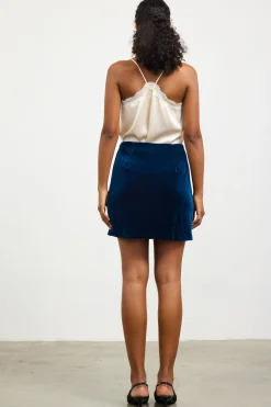 Velvet Side Slit Mini Skirt