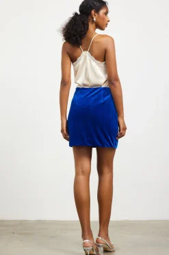 Velvet Side Slit Mini Skirt