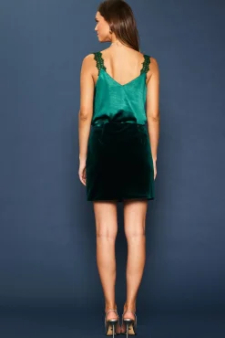 Velvet Side Slit Mini Skirt