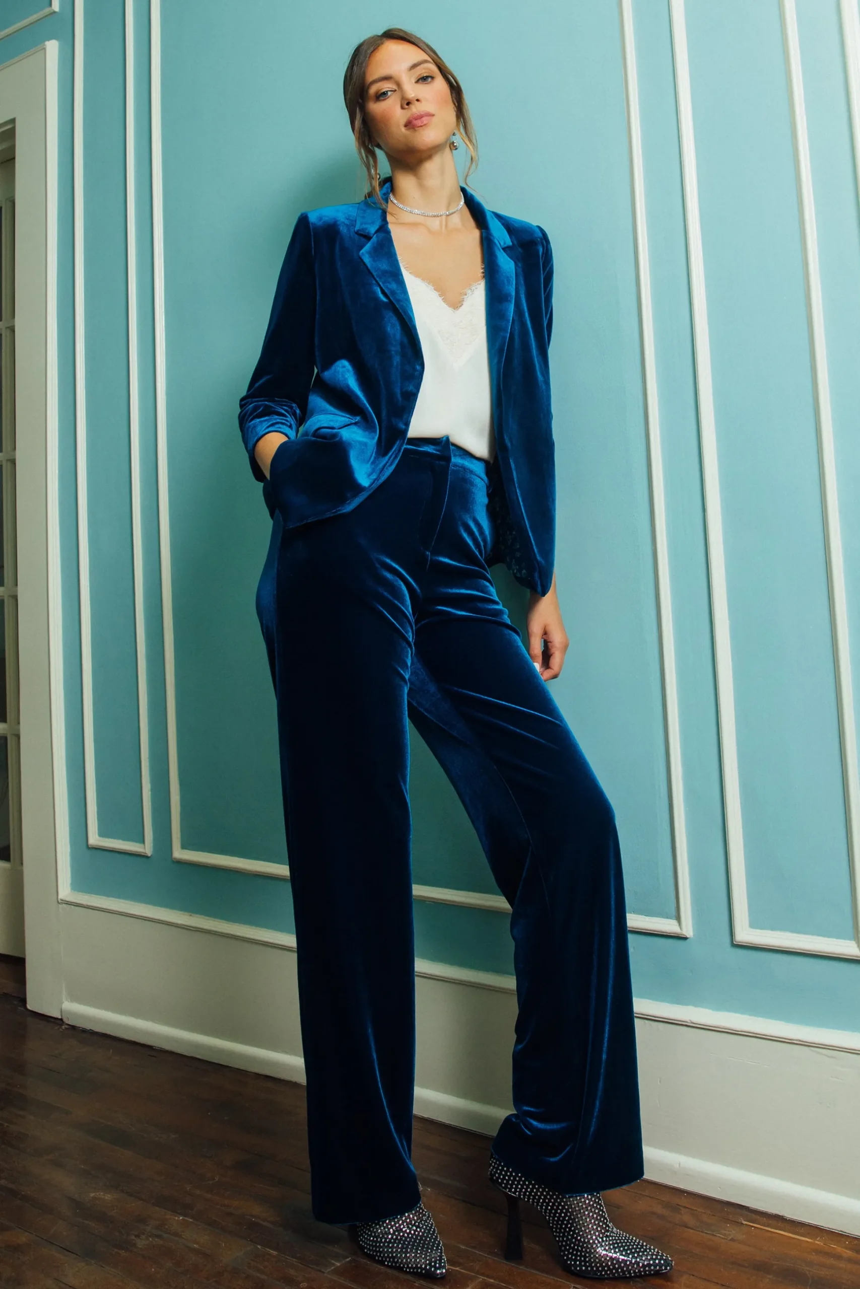 Velvet Wide Leg Pants