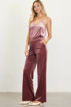 Velvet Wide Leg Pants