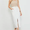 Washed Cotton Twill Midi Skirt