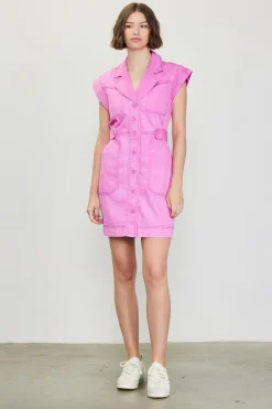 Washed Twill Utility Mini Dress