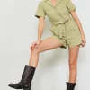 Washed Twill Utility Romper