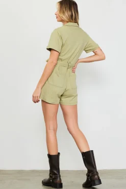 Washed Twill Utility Romper